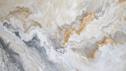 Abstract oil painting featuring a marble texture with a granite surface design in shades of beige and white highlighting nature inspired patterns and architectural details