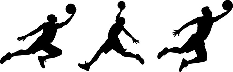 silhouette of a basket ball. slam dunk silhouette illustration © LetsGoVector