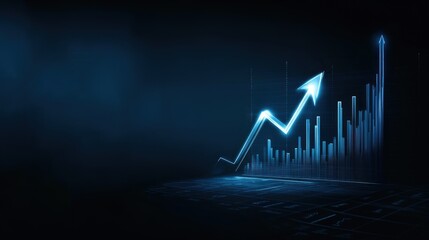 Naklejka premium Upward trending graph with arrow showing business growth representing algorithmic trading, financial success, market improvement, stock increase