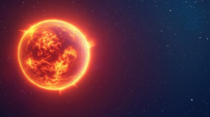 Obraz premium Sun depicted in outer space with intense solar activity in a 3D cartoon rendering