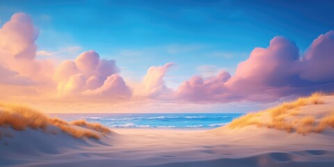 Fototapeta premium Dune landscape by the seaside, Coastal dune landscape
