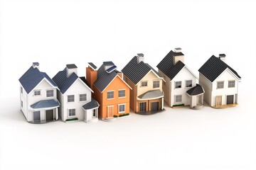 A 3D representation of shared property ownership, featuring house models and division symbols against a clean white backdrop.