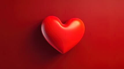 Symbol of Love and Valentine's Red heart shape isolated on red background