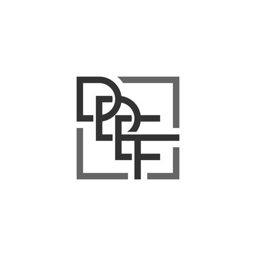 letter initial DFE logo square line