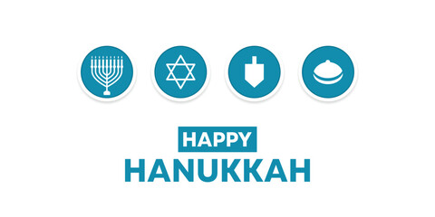 Happy Hanukkah. Great for cards, banners, posters, social media and more. White background. 