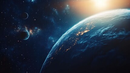 Obraz premium Universe scene featuring planets stars and galaxies in outer space captured in 3D cartoon rendering showcasing the beauty of space exploration