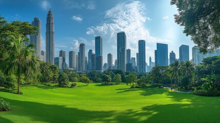 Obraz premium Cityscape Serenity Amidst Urban Jungle