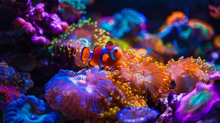 A peaceful aquarium scene with a variety of tropical fish, vibrant aquatic plants, and gentle water movement