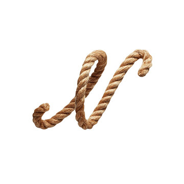 recommend clip art: Rope alphabet letter n crafted from intertwined rope, Nautical or cowboy concept idea.
