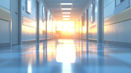 Sunlit Hospital Corridor