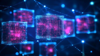 Fototapeta premium Digital Blockchain Network