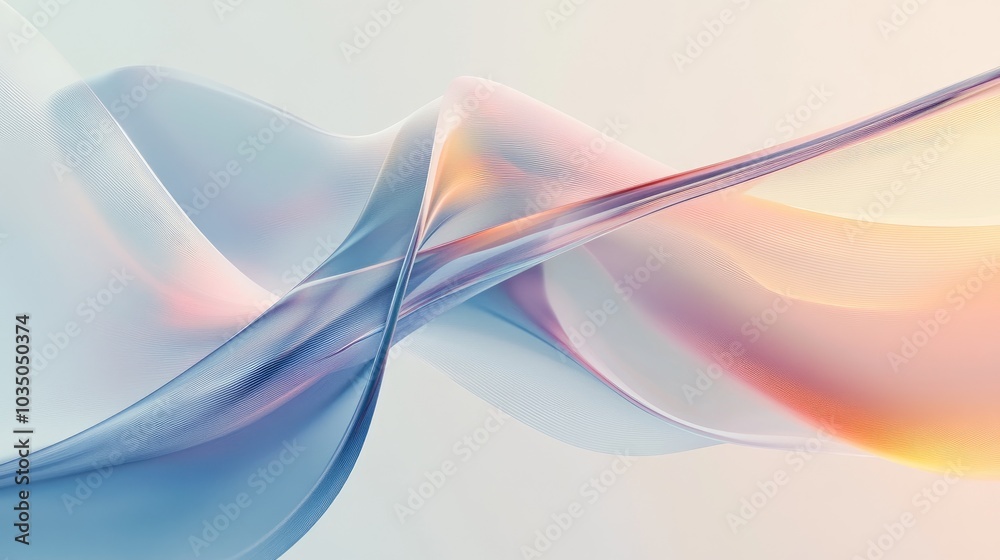 Poster curved abstract lines on a light background featuring a 3d rendering design