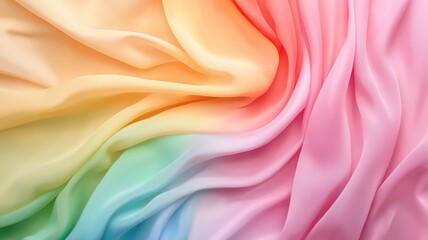 Fototapeta premium Vibrant soft gradient rainbow chiffon flowing smoothly in dynamic colors, creating a mesmerizing visual experience.