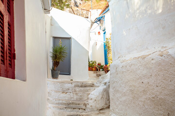 White building on old town of Athens, Greece