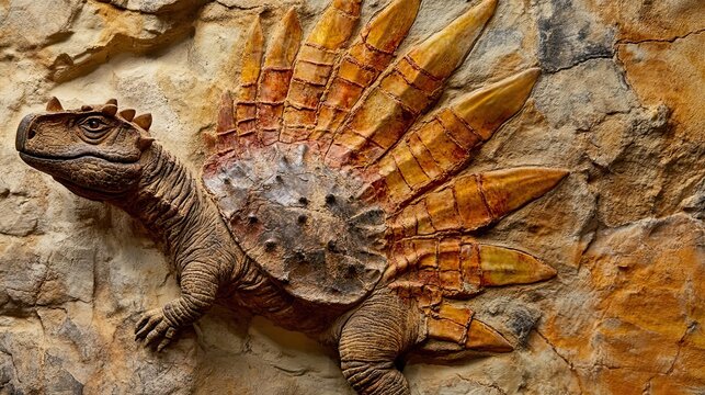 A Fossilized Edaphosaurus Dinosaur with a Spiky Sail