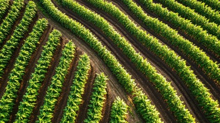 Aerial View of Lush Green Farming Fields