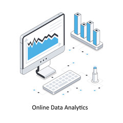 Online Data Analytics isometric stock illustration. EPS File stock illustration