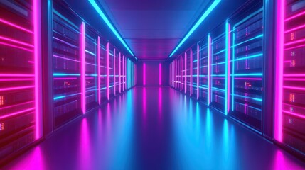 Fototapeta premium Neon Server Room