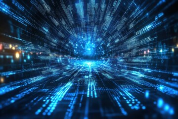 A blue and white image of a tunnel with a lot of numbers