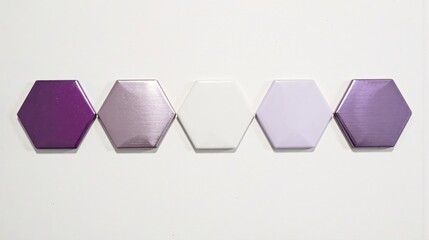generative ai, A minimalist metallic honeycomb composition featuring hexagons transitioning from deep violet to pure white, with reflective surfaces creating a dynamic visual effect