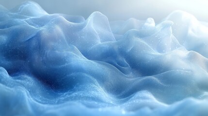 Obraz premium Gentle waves of soft blue undulate under a bright light, creating an abstract representation of a serene ocean. The scene exudes tranquility and harmony.