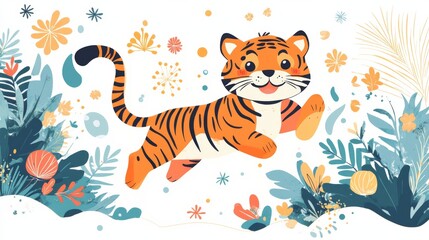 Cute Cartoon Tiger Illustration