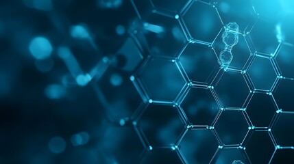 Abstract Blue Hexagon Pattern with Glowing Nodes