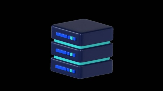3D Animated Database Icon, Perfect for business presentations, explainer videos, and corporate projects Data Science Theme.
