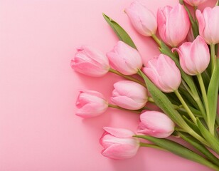 Pink tulips on pastel background