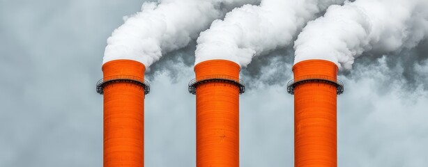 Obraz premium Industrial landscape with emitting smoke stacks a visual representation of energy production and environmental impact