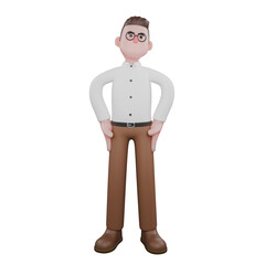 Male Sociologist Professionalism in 3D. Male sociologist standing with his hands on his hips. Social Observation Service