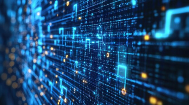 Digital data with binary code and connections