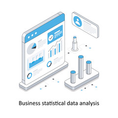 Business statistical data analysis isometric stock illustration. EPS File stock illustration