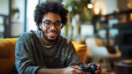 A neurodiverse gamer thriving in an inclusive gaming community, where personalized gameplay settings enhance their experience