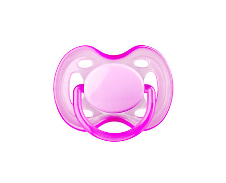 Pink baby pacifier isolated on transparent background. Png format