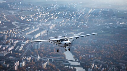 Naklejka premium A small camera equipped aircraft provides spying more than the capital