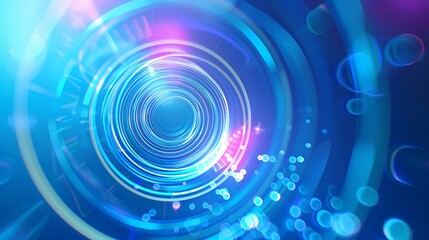 Fototapeta premium Digital Technology Blue Vortex Illustration Poster Background