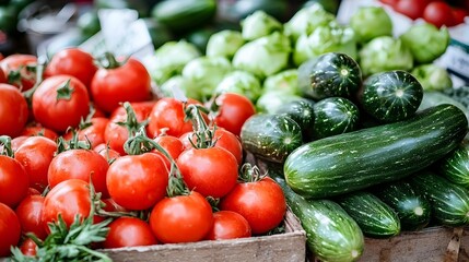 Vibrant Farmers  Market Scene with Families Children and an Abundance of Fresh Local Produce on a Warm and Sunny Day