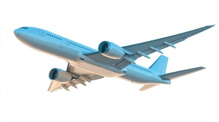 Fototapeta premium Commercial airplane climbing dynamically isolated on white representing travel concept