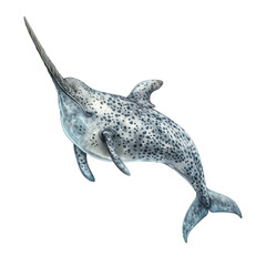 Fototapeta premium a narwhal, on transparent PNG file
