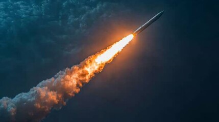 Rocket Launch in Night Sky