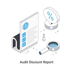 Audit Discount Report isometric stock illustration. EPS File stock illustration