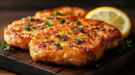 Grilled Salmon Patties with Lemon Garnish