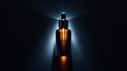 Naklejka premium Elegant Glass Dropper Bottle on Dark Background