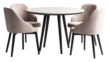 PNG Modern dinning table set chairs furniture round.