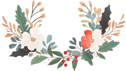 Christmas wreath design, holiday plants. Holidays and decoration