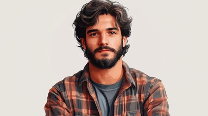 Obraz premium Young Man with Beard Portrait