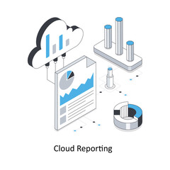 Cloud Reporting isometric stock illustration. EPS File stock illustration