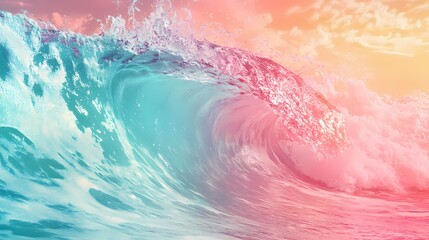 Fototapeta premium Digital technology colorful holographic wave poster background