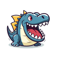 Fototapeta premium Cartoon dinosaur with a heart on its chest. It is smiling and has a big grin.